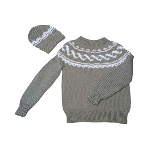 Kids Fair Isle Crewneck Pullover With Matching Toque - Acrylic - New